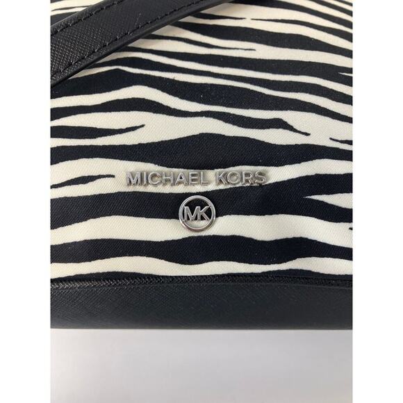MICHAEL KORS NWT BLACK WHITE ANIMAL NYLON CROSSBODY BAG - Picture 11 of 16